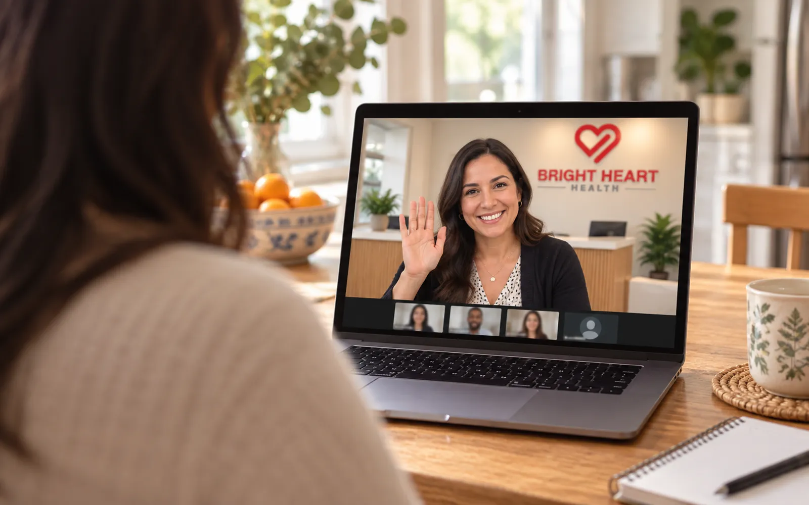 A Bright Heart Health staff member greeting a patient in the virtual clinic lobby