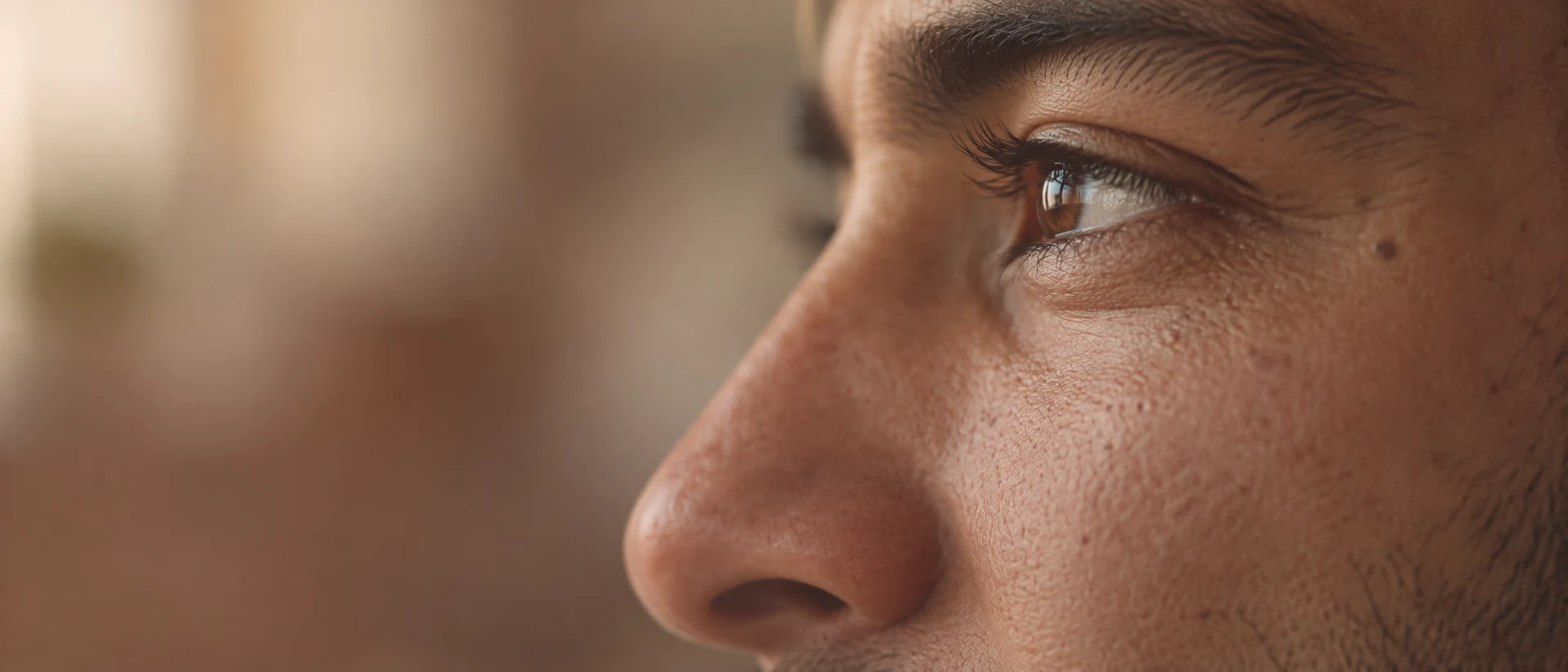 A patient reflecting quietly at home